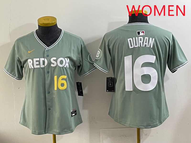 Women 2025 Boston Red Sox #16 Duran Light Green Joint Name Nike MLB Jersey style 5